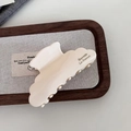 Nahaufnahme der cremefarbenen Acetat-Haarklammer mit Barrette La France-Schriftzug - 1# Cremeweiß