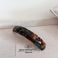 Elegante clip para el pelo de acetato con textura de mármol retro verde y marrón - Estilo 2 Pasador