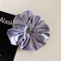 Macro detail of the soft purple velvet scrunchie texture with elegant fabric folds - Large / Purple