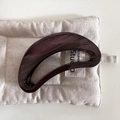 Close-up of semi-circular hair claw clip with dark brown marble grain and glossy finish - 5# Dark Color - Crescent
