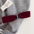 Elegante pasador de lazo de terciopelo rojo vintage con diamantes de imitación - Clip Lateral con Lazo de Terciopelo Rojo / Burdeos