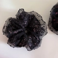 Coletero vintage de malla de doble capa con flores moradas y detalles de lunares flocados - Floral Púrpura (1#)