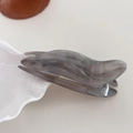 Detail of grey marble acetate hair claw clip with gold FRANCE Handmade lettering text - 1# Gray