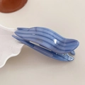Detail of blue marble acetate hair clip with golden France Handmade text on ceramic tray - 5# Blue Stripe