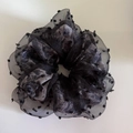 Coletero elegante de organza negra con motivos florales y detalles de lunares 3D - Floral Oscuro (3#)