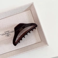 French tortoiseshell acetate hair claw in dark brown finish with gold handmade text - Small / Brown