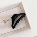 Elegant large black acetate hair claw clip with golden handmade lettering detail - Small / Black