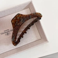 Elegant large acetate claw clip with amber tortoise pattern and gold France handmade text - Large / Blue Brown