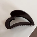 Glossy dark brown heart-shaped hair claw clip in high-quality thickened PC material - Dark Coffee