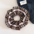 Chouchou en tissu à carreaux de style coréen avec bordure dentelle et étiquette - 1# Chouchou à Carreaux Café