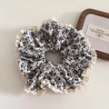 Chouchou floral français surdimensionné avec dentelle crème et design rétro chic - 1#Noir Fleuri