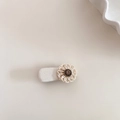 Detalle de pinza para el pelo con flores de cuentas, seda y gema de estilo vintage - 1# Blanco Perla Concha