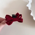 Pinza per capelli vintage con fiocco in velluto rosso per acconciature eleganti - Rosso