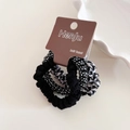 Three-piece set of elastic hair bands featuring leopard, lace and polka dot patterns - Black Polka Dot Style