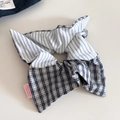 Scrunchie oversize patchwork a quadri e strisce con un elegante fiocco lungo - Stile Fiocco Sciarpa a Quadri