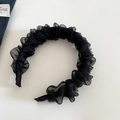 Serre-tête plissé en organza noir élégant avec strass pour un look volumineux - Plissage / Noir
