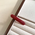 Deep red acetate oval hair clip with gold France Handmade logo on a wooden tray - 1#Red