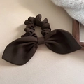 Deep brown oversized bow hair scrunchie with twill fabric texture on a soft background - Dark Coffee