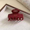 Elegante pinza per capelli in acetato rosso vino con scritta Barrette La France oro - Marmo Rosso