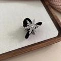Pince à cheveux en velours avec flocon de neige en strass argentés et perle blanche centrale - 4# Mini Pince Crabe Velours Flocon (Noir)