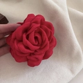 Pince à cheveux fleur rose rouge en tissu 3D pour coiffures élégantes à la française - 2# Rouge