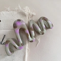 Elegant wavy leopard print hair claw clip in grey and purple tones for spring hair styles - Wave Style