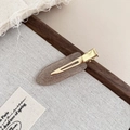 Elegant grey acetate hair clip with golden metal base on a minimalist fabric background - 1# Gold