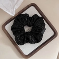 Primer plano de un coletero negro con lentejuelas hecho de 70% poliéster y 30% algodón - 4# Negro