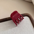 Detailed close-up of dark red acetate hair claw with golden Barrette La France lettering - Red