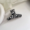 Vintage acetate hair claw with black and white marble pattern and gold lettering - 1# Black and White