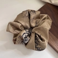 Elegant champagne satin scrunchie with traditional ink painting floral patterns - 2# Champagne Scrunchie