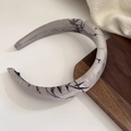 Cerchietto imbottito in raso con stampa a inchiostro di bambù in stile retrò cinese - 3# Cerchietto Grigio Argento