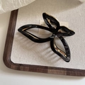 Elegant hollow butterfly hair claw clip with black acetate and gold metal frame - Black
