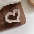 Pince à cheveux cœur géométrique rose et blanc avec ressort doré sur bois - Rose Gelée - Cœur