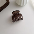 Close-up of a translucent brown hair claw clip with a glossy finish on white surface - Dark Gray (4#)