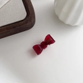 Detail view of handmade translucent burgundy acetate bow hair clip with gold lettering - 2# Wine Red