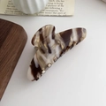 Pinza para el pelo de acetato jaspeado estilo francés color té con leche y logo dorado - 2# Café con Leche