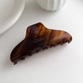 Elegante molletta per capelli in acetato tartarugato con etichetta dorata per donna - Caffè Marrone