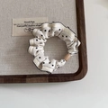 Dettaglio dell'elastico bianco a pois neri con bordo in pizzo e perla decorativa di classe - Modello base (Perlina marrone) / 3# Bianco Modello base