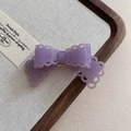 Elegant purple acetate hair clip with lace-edge bow design and matte finish - 7# Purple Hair Clip