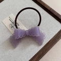 Elegant purple acetate lace hollow bow hair tie with high elastic black rubber band - 8# Purple Hair Tie