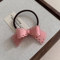 Chic pink acetate lace bow hair tie with high-elastic brown rubber band for women - 10# Pink Hair Tie