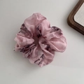 Elegante coletero de organza rosa con estampado floral vintage para peinados chinos - 2#Rosa Empolvado