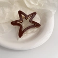 Dettaglio del fermaglio a stella cava con finitura cioccolato lucido e metallo - Caffè scuro