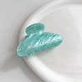 Détail d'une pince à cheveux en acétate vert menthe marbré sur une assiette blanche - 4# Vert Menthe