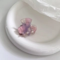 Mini marble acetate hair claw clip with pink purple gradient and gold lettering - Colorful Purple