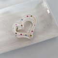 Pince à cheveux douce en forme de cœur avec pois colorés sur plateau en céramique - 1# Blanc crème
