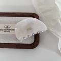 Pince à cheveux élégante en acétate blanc perle avec gravure dorée Barrette La France - 1# Blanc Sirène