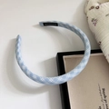 Hellblau kariertes Stoff-Stirnband mit eingewebtem Handmade-Etikett für Damen Accessoires - Hellblau Kariert