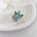 Pinza para el pelo de estrella en acetato con motivo de mármol azul y marco dorado - 2# Azul